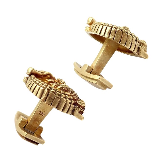 Rare Vintage Kieselstein Cord Yellow Gold Coiled Alligator Cufflinks 1980, A Pair For Sale - Image 10 of 11