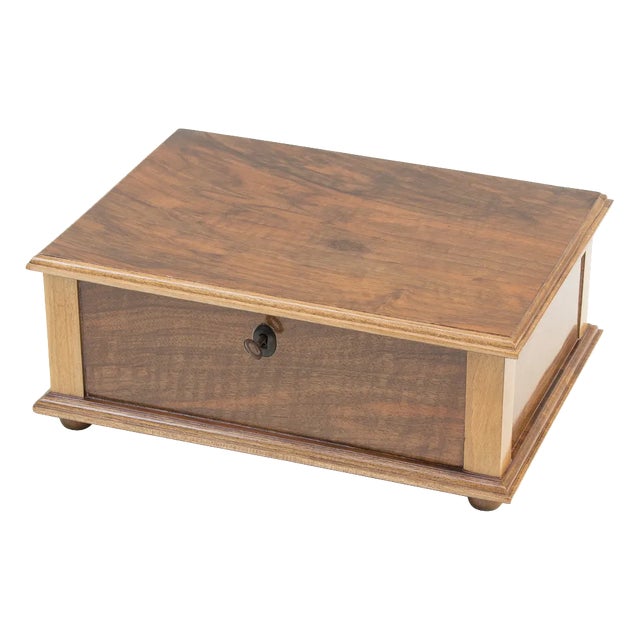 Art Nouveau Walnut Wood Box For Sale