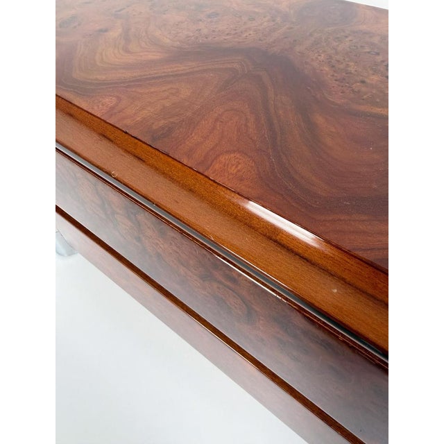 Mid-Century Burl Wood, Chrome and Acrylic Glass Nightstands, 1970s, Set of 2 For Sale - Image 16 of 18