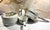 Vintage Limoges Nesting Porcelain & Aluminum Cookware Complete Set of Four – Botanical Berry Motif For Sale In Cleveland - Image 6 of 14