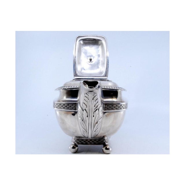 Silver Silver Teapot with Handle and Knob in Chestnut Wood and Pearls For Sale - Image 8 of 10