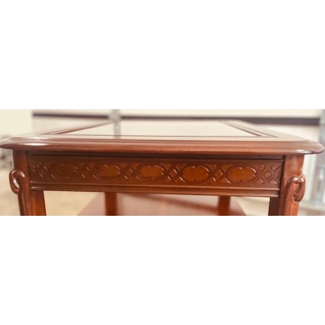 1990s Pair of Vintage Bassett Glass Top Cherry End Tables With Drawers For Sale - Image 5 of 10