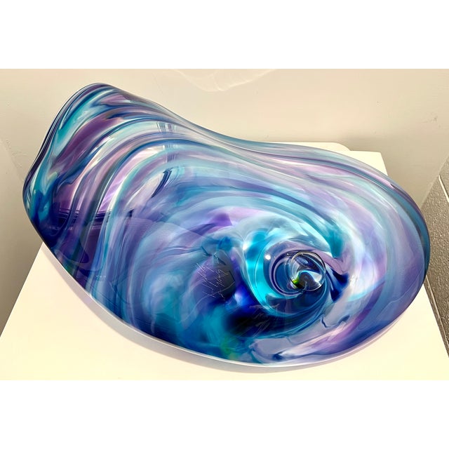 Purple David Lindsey “Signature Series” Large Studio Art Glass Vessel Sculpture, 1998 For Sale - Image 8 of 12