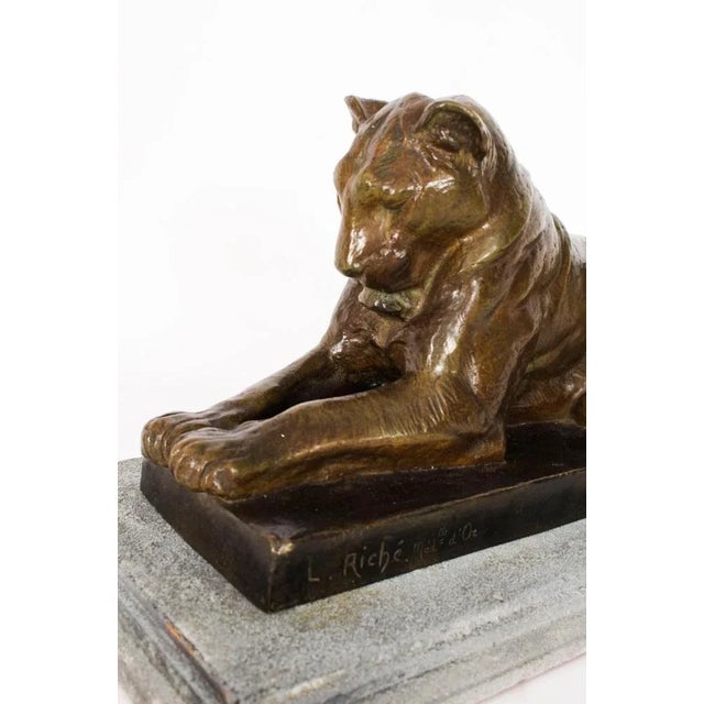 Louis Riche, Antique Sculpture of Lioness, Early 20th Century, Bronze For Sale - Image 5 of 12