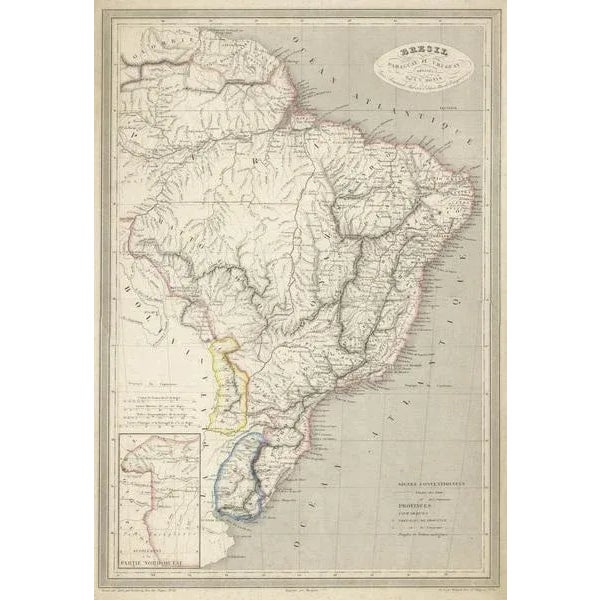 Antique map titled 'Brazil Paraguay and Uruguay'. Fine steel engraved map of Brazil, Paraguay and Uruguay. Engraved by...