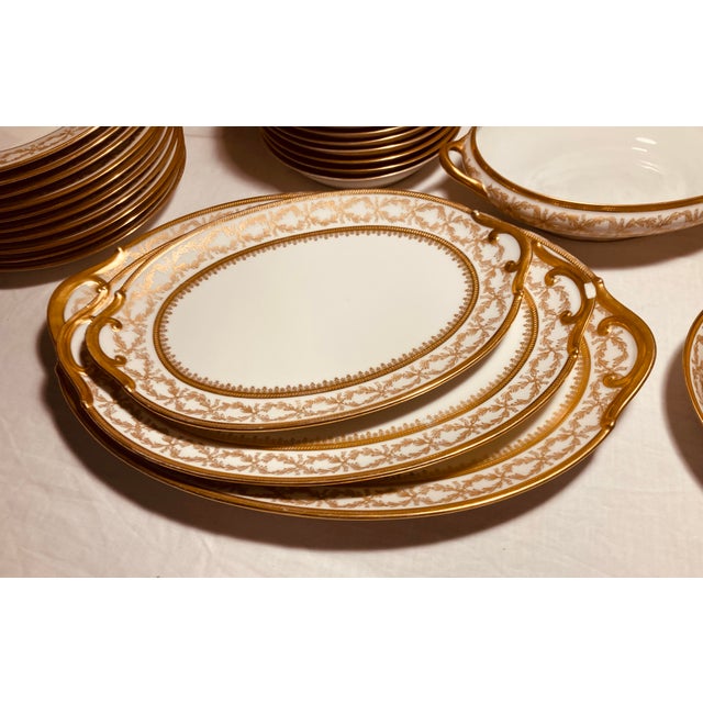 Early 20th Century Rare Vintage Large Set of Limoges C. H. Field Havilland Porcelain Dinnerware Set Blanc De Chine With Gold Gilt Triple Borders For Sale - Image 5 of 12