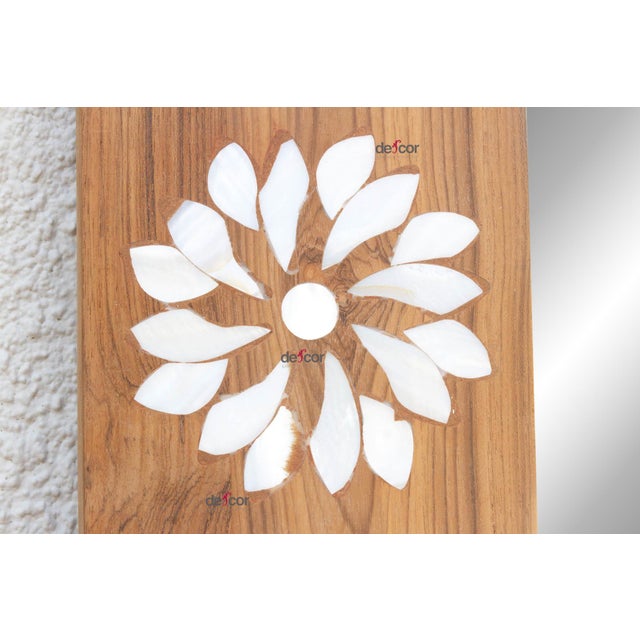 Wood Floral Blossom Inlay Floor Mirror For Sale - Image 7 of 11