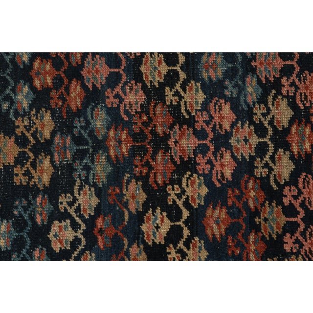 Antique Persian Bakshaish Rug in Navy Blue With Floral Patterns From Rug & Kilim For Sale In New York - Image 6 of 7