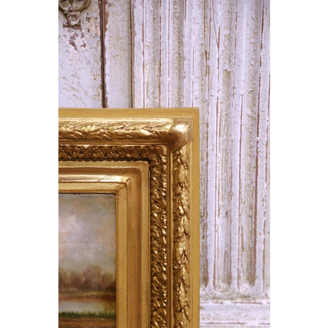 Green Pair of 18th Century French Pastoral Oil Paintings in Original Gilt Frames For Sale - Image 8 of 11