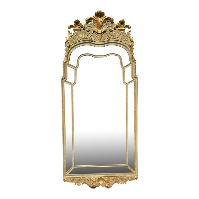 19th C Style Burton-Ching Regency Light Green & Gold Mirror For Sale