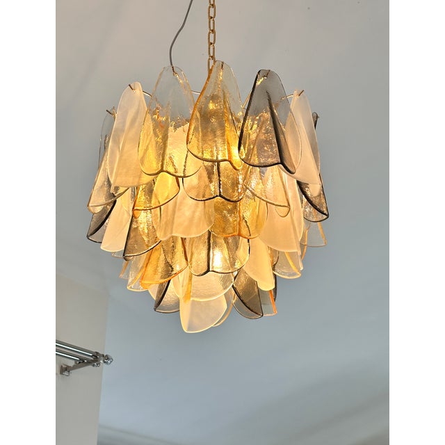 Mid-Century Modern Contemporary Modern Multicolor Amber "Rondini" Murano Chandelier by Simoeng For Sale - Image 3 of 8