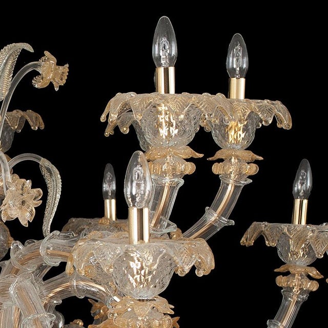 Rezzonico Chandelier in Crystal and Gold Murano Glass, 1950s For Sale - Image 6 of 10