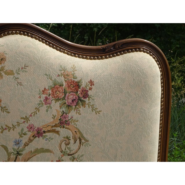 Sleigh Bed in Wood and Jacquard Fabric, 1950 For Sale - Image 14 of 18