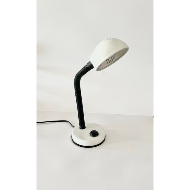 Vintage White Metal Gooseneck Desk Lamp For Sale - Image 4 of 5