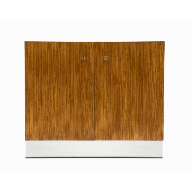 Brown Pair of Vintage Mid Century Zebrawood and Chrome Cabinets by Milo Baughman For Sale - Image 8 of 15