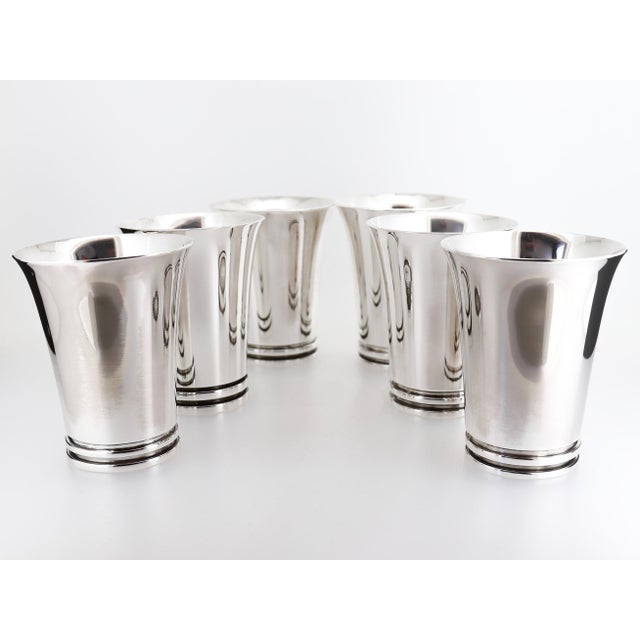 Mid-Century Modern Antique Set of 6 Georg Jensen Sterling Silver 'Pyramid' Cocktail Cups No. 600 A For Sale - Image 3 of 12