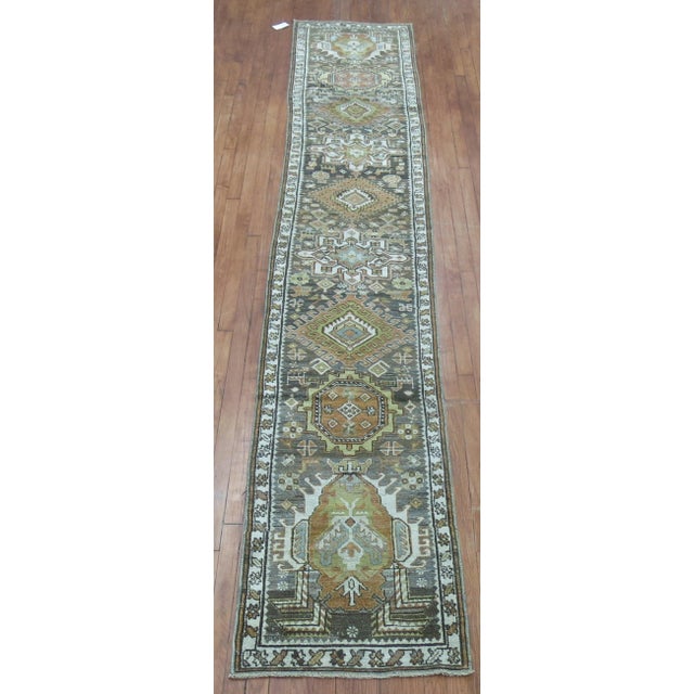 Early 20th Century Zabihi Collection Narrow Antique Persian Heriz Runner - 2'3" x 14'2" For Sale - Image 5 of 5