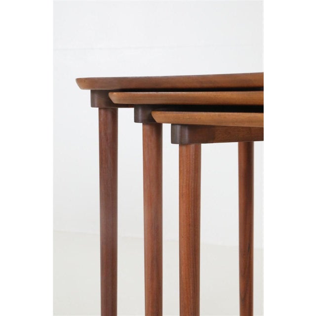 Danish Asymmetrical Teak Nesting Tables, 1960s, Set of 3 For Sale - Image 13 of 16