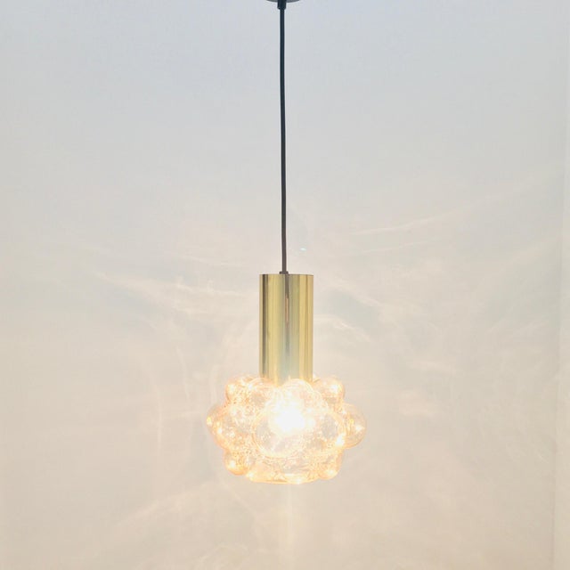 1960s Mid-Century Modern Amber Bubble Glass Pendant by Helena Tynell for Limburg, 1960s For Sale - Image 5 of 10