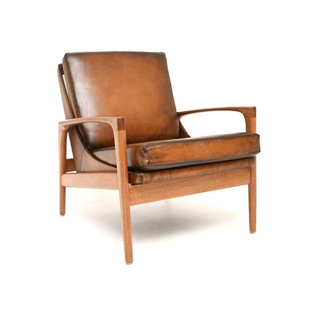 Vintage Danish Oak and Leather Armchair from IB Kofod Larsen, 1960s For Sale - Image 12 of 12