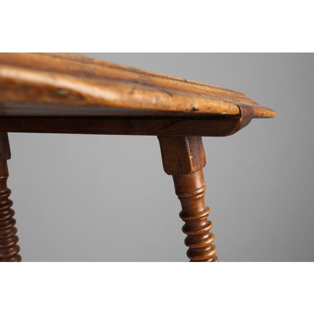 Antique 17th Century Oak Side Table with Turned Legs and Stretcher Base, Spain For Sale - Image 9 of 14