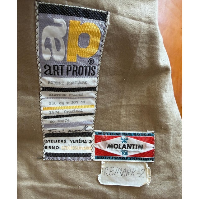Black Robert Freimark “Sixteen Blacks” Monumental Textile Wall Hanging Art For Sale - Image 8 of 17