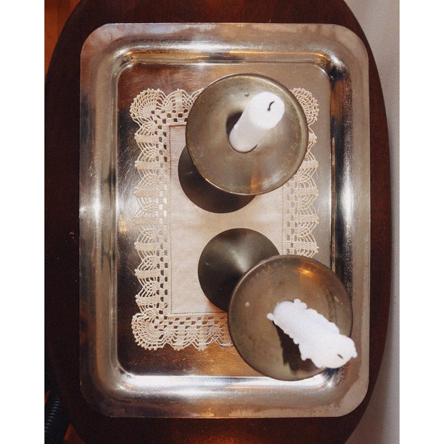 1980s Memphis Style Brass Candlesticks For Sale - Image 12 of 14