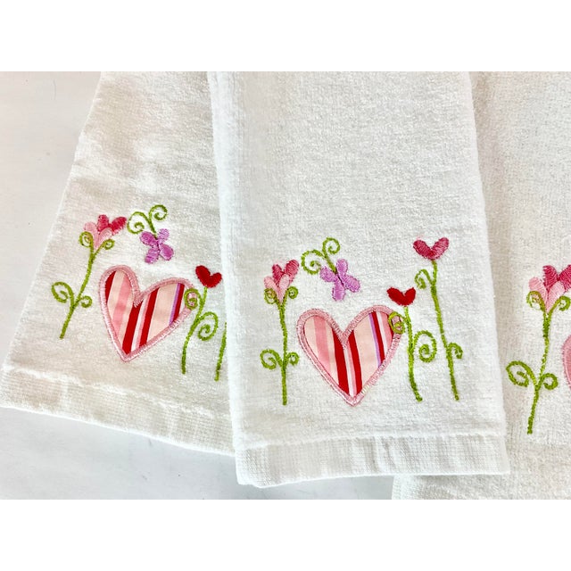 1990s Boho Chic Valentines Heart Tip and Hand Towels - Set of 4 For Sale - Image 9 of 9