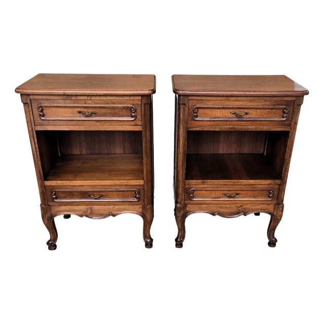 Mid-Century Modern Italian Carved Wood Nightstands, 1950s, Set of 2 For Sale