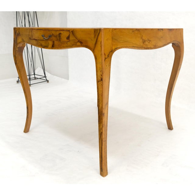 Mid 20th Century Fine Burl Olive Wood Elegant Italian Square Game Table MINT For Sale - Image 5 of 15