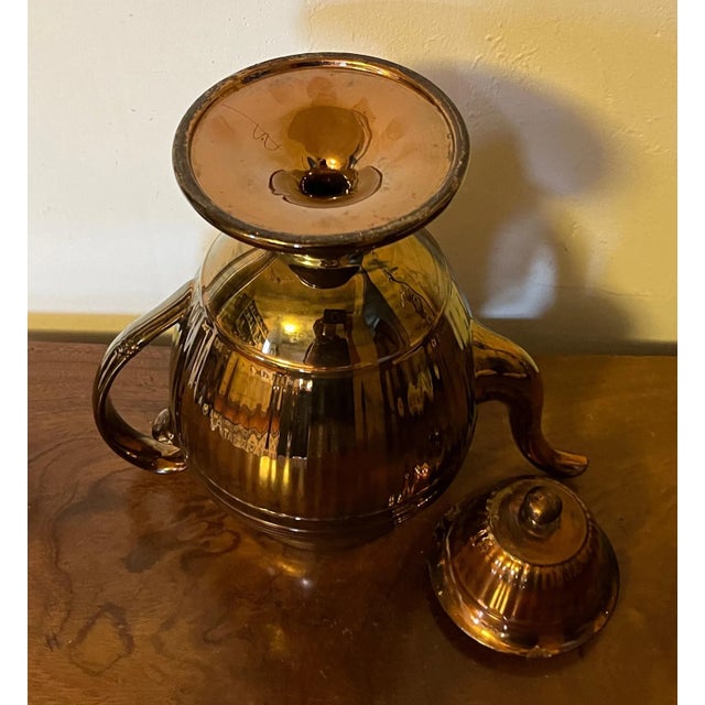Early 18th Century Large Antique Early 19th Century English Staffordshire Urn Shape Copper Luster Coffee Pot For Sale - Image 5 of 11