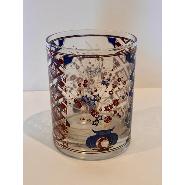Chinoiserie Vintage Culver Imari Rocks Glasses 22k Gold Chinoiserie Barware - Set of 8 For Sale - Image 3 of 4