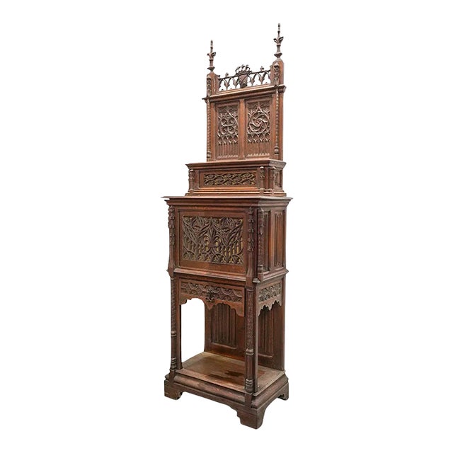 19th Century French Gothic Revival Two Tiered Tall Cabinet 93 H For Sale