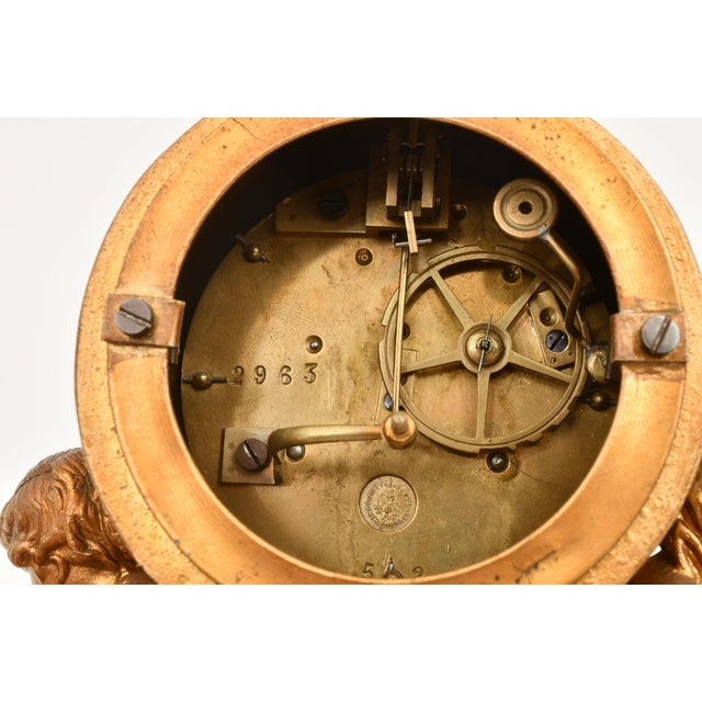 Antique French Gilt Bronze & Porcelain Three-Piece Figural Clock Garniture For Sale - Image 12 of 13
