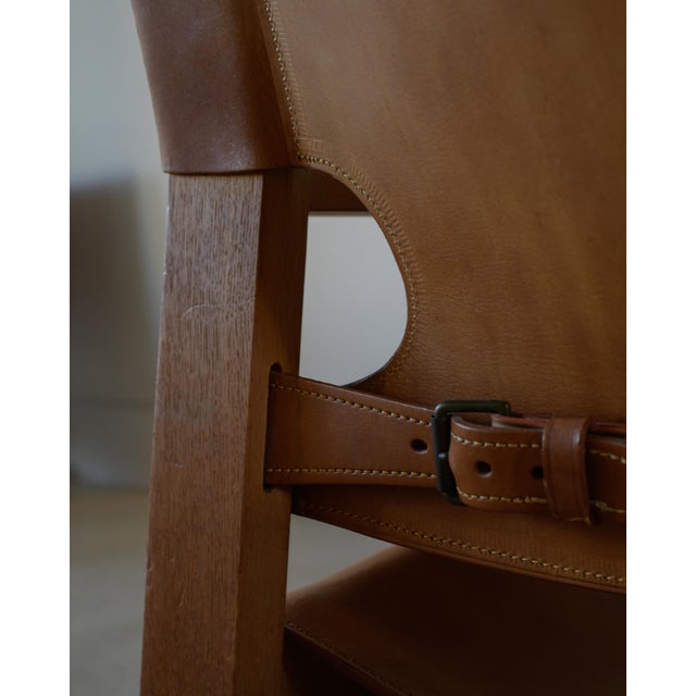 Wood B195 Attributed to Børge Mogensen Spanish Chair in Leather & Oak, Mid-Century For Sale - Image 7 of 9