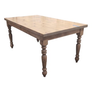 James + James Solid Knotty Alder Farmhouse Dining Table With Turned Legs, Harvest Wheat For Sale