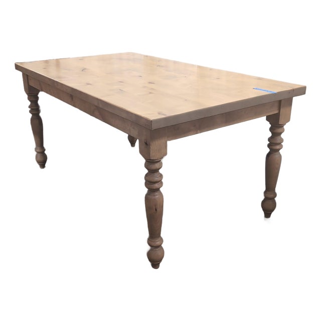 James + James Solid Knotty Alder Farmhouse Dining Table With Turned Legs, Harvest Wheat For Sale