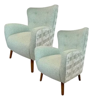 Pair of Mid-Century Modern Lounge Chairs Newly Upholstered in Designer Fabrics