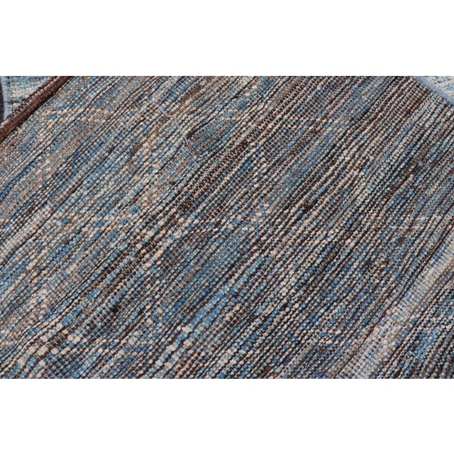 Modern Rug With Traditional Design in Cream and Sky Blue Color 2'9 X 10'11 For Sale - Image 11 of 11