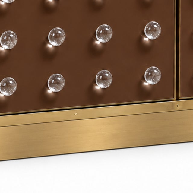 Chocolate Brown Murano Glass Dry Bar on Brass Plinth from Justfurnituress SRL For Sale - Image 4 of 8