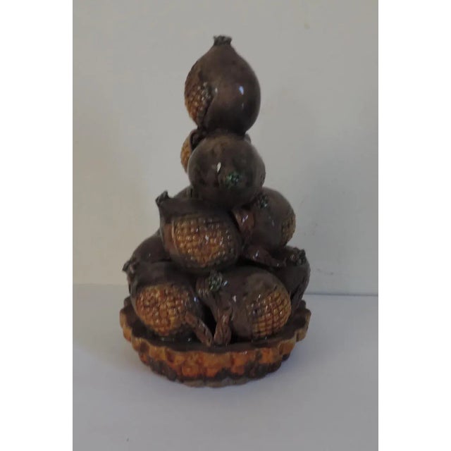 Brown 19th Century Chinese Porcelain Altar Temple Pomegranate Pyramid For Sale - Image 8 of 11