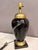Black 1980s Fredrick Cooper Black & Gold Glass Table Lamp For Sale - Image 8 of 9