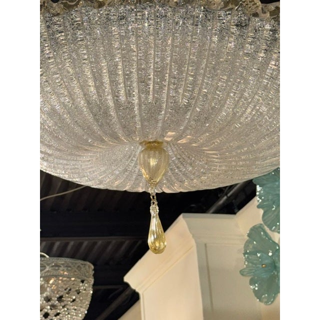 Early 21st Century Murano Gold Granola Glass Flush Mount Chandelier For Sale - Image 5 of 6