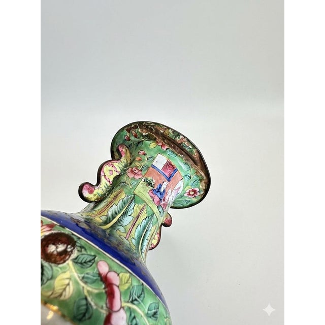 Chinoiserie Antique 19th Century Chinese Canton Enamel Vases For Sale - Image 3 of 11