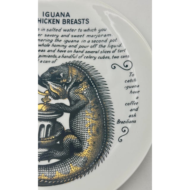 1960s Mid-Century Modern Piero Fornasetti Iguana and Chicken Breasts Recipe Plate for Fleming Joffe For Sale In Naples, FL - Image 6 of 11