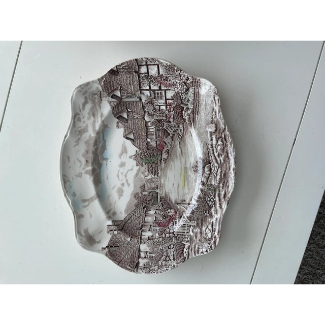 Large vintage Johnson Bros Olde English Countryside 15” by 12.5” platter. Genuine, hand engraved transfer ware depicting...