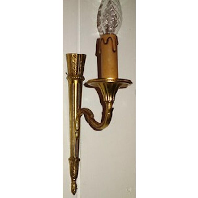 Baroque Spanish Brass Wall Lamps, 1920s, Set of 2 For Sale - Image 4 of 8