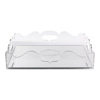 Queen Anne Clear Lucite Tray For Sale