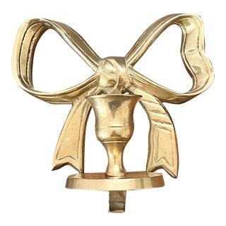 1960s Vintage Hollywood Regency Brass Bow Candle Wall Sconce For Sale