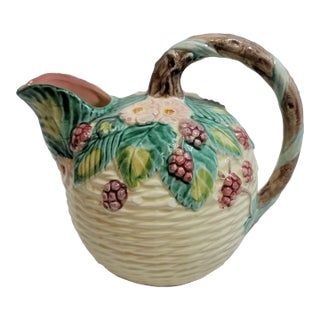 Vintage the Haldon Group Basketweave Blackberry Porcelain Pitcher For Sale